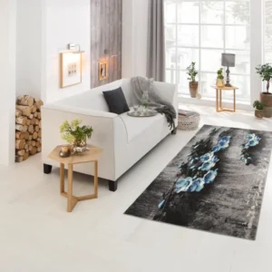Covor Freya cu model floral albastru, fire scurte 240x320 cm