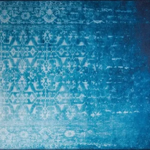 Covor FUSION CHENILLE, 75x150 cm, forma dreptunghiulara, poliester, albastru/alb, AL 135