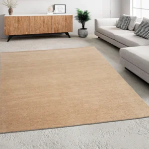 Covor »Gabbeh uni« lucrat manual din lână pură bej 200x200 cm