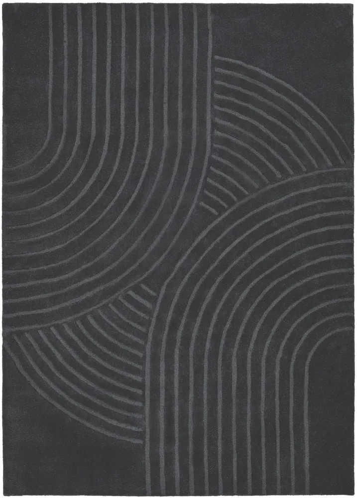 Covor Gabbo Design din lână țesut manual gri inchis 40x60 cm