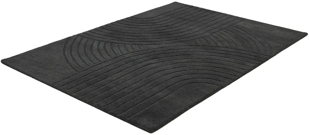 Covor Gabbo Design din lână țesut manual gri inchis 40x60 cm