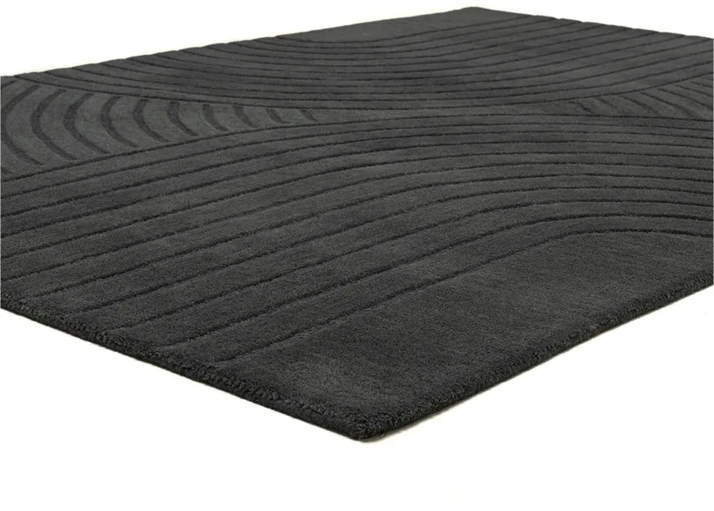 Covor Gabbo Design din lână țesut manual gri inchis 40x60 cm
