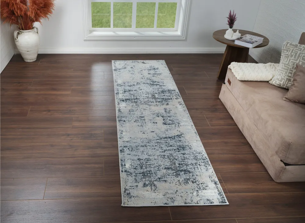 Covor »Hamsa« cu aspect vintage albastru model 3D 80x300 cm