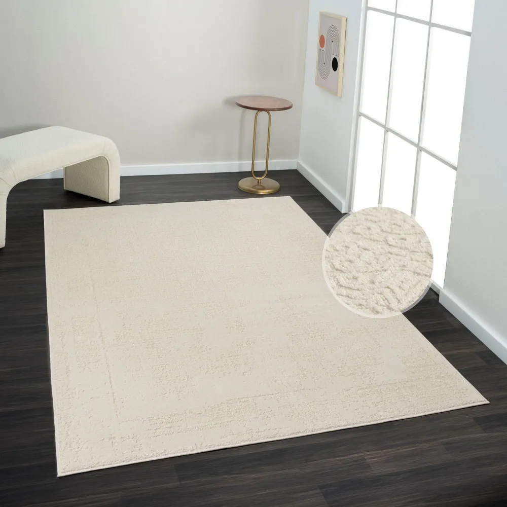 Covor »Hamsa« cu aspect vintage crem, model 3D 160x230 cm
