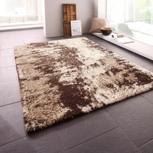 Covor Hannes pufos cu fire lungi, culoare bej, 200x200 cm
