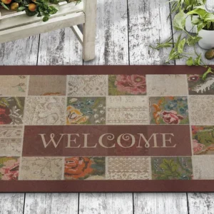 Covor intrare FLOWER COLLAGE, 45x70 cm, forma dreptunghiulara, pasla/PVC, multicolor