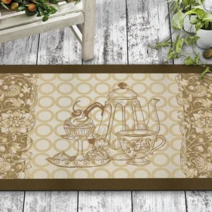 Covor intrare TEA SET, 45x70 cm, forma dreptunghiulara, pasla/PVC, multicolor