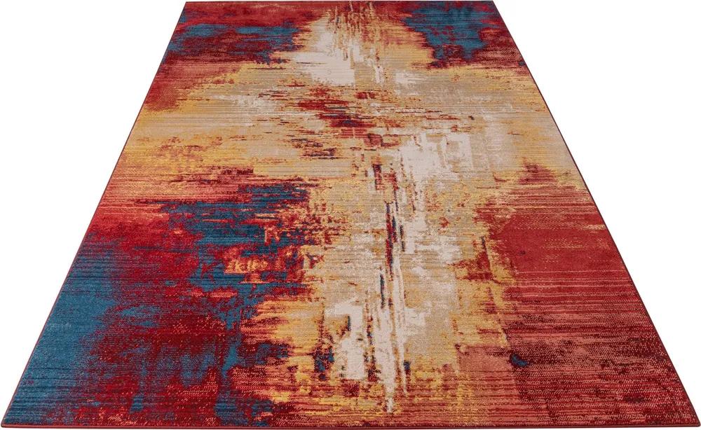 Covor Joah cu model abstract multicolor, fire scurte, 70x140 cm