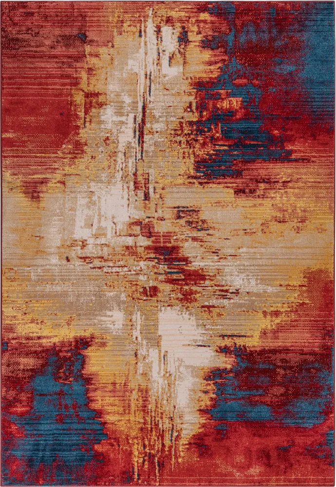 Covor Joah cu model abstract multicolor, fire scurte, 70x140 cm