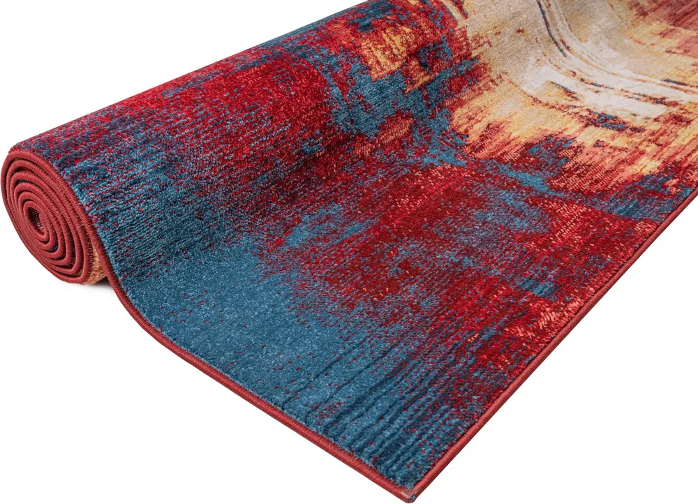 Covor Joah cu model abstract multicolor, fire scurte, 70x140 cm