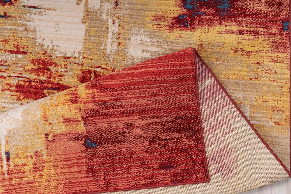 Covor Joah cu model abstract multicolor, fire scurte, 70x140 cm
