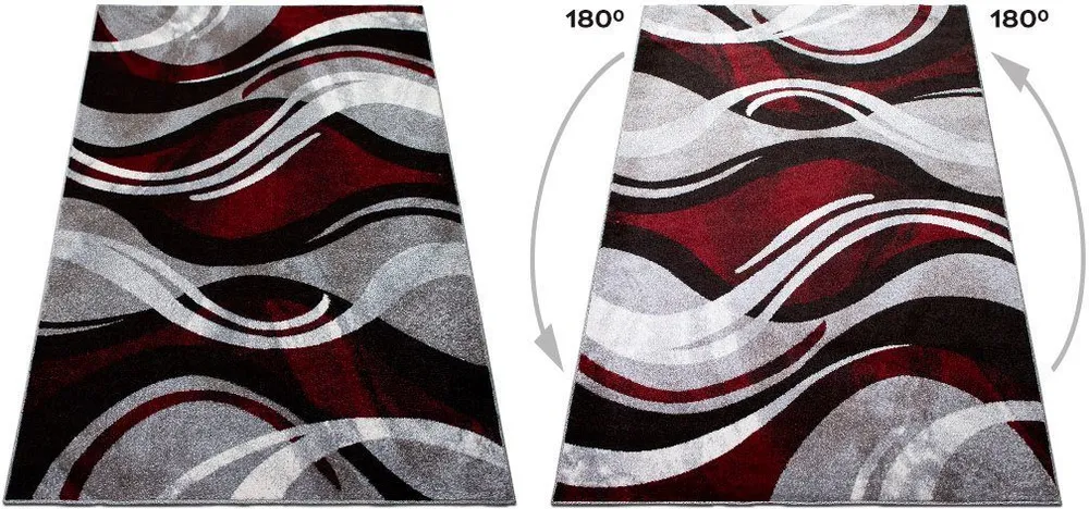 Covor Joas cu model geometric cu fire scurte gri-roșu 80x150 cm