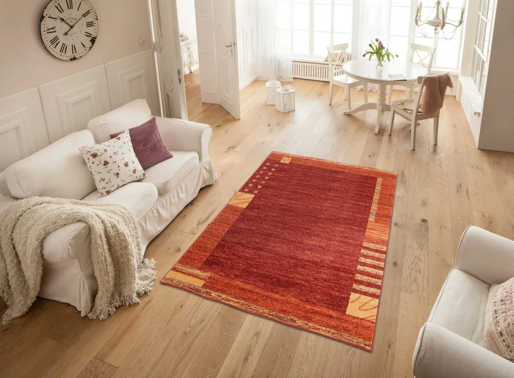 Covor Jonas cu fir scurt, model modern portocaliu inchis 200x290 cm