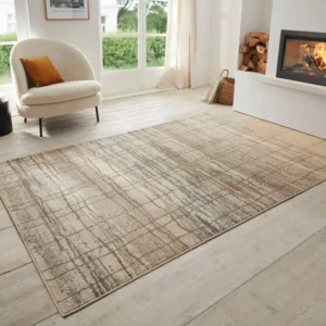 Covor Jord cu fire scurte crem, model cu aspect vintage 200x280 cm