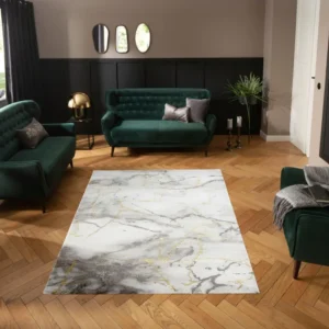 Covor Juliet cu aspect de marmura, gri-auriu 160x230 cm