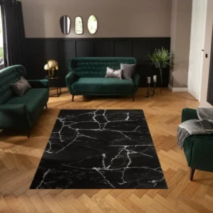 Covor Juliet Leonique, negru-argintiu, 120x170 cm