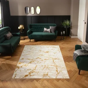 Covor Kalmus cu aspect de marmura si accente aurii 160x230 cm