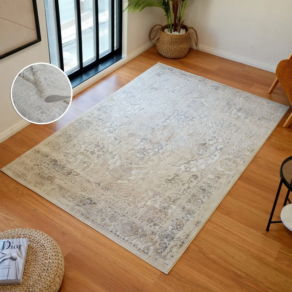 Covor Kylan cu model vintage elegant 3D crem 240x320 cm