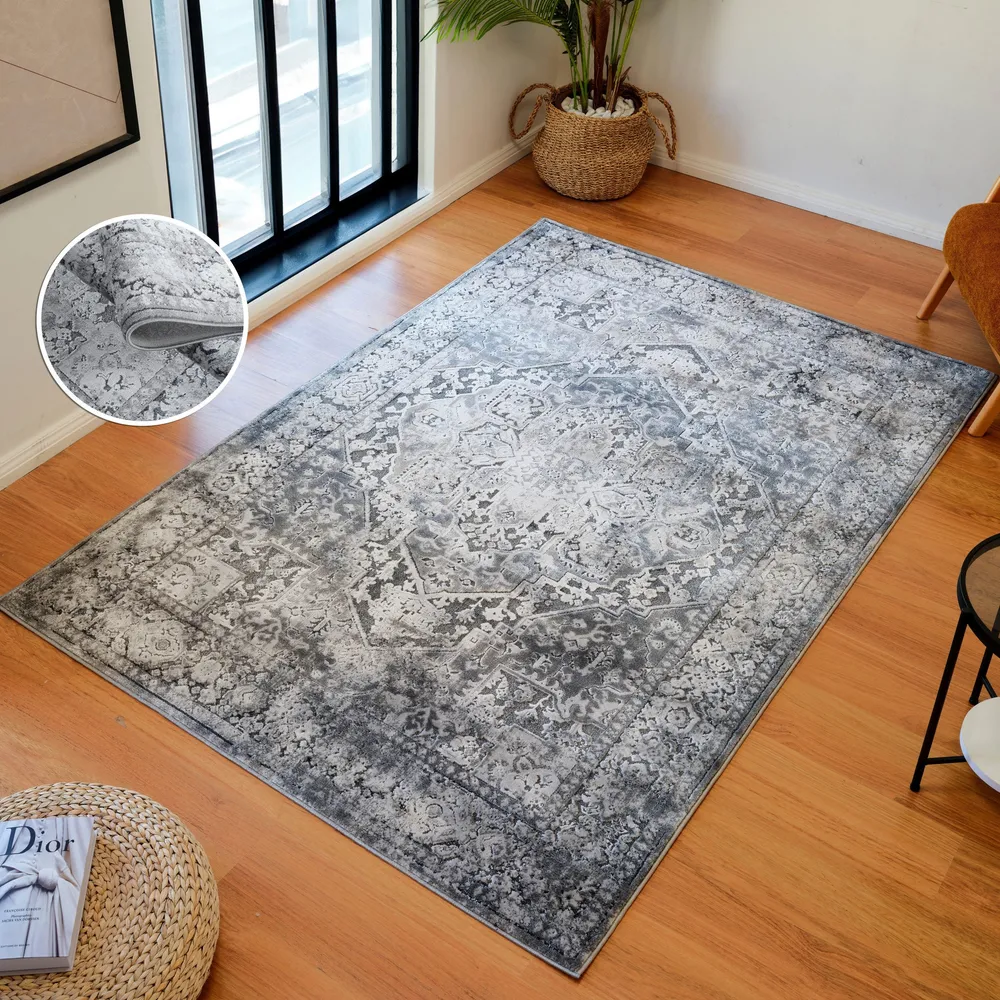 Covor Kylan cu model vintage elegant 3D gri 120x180 cm