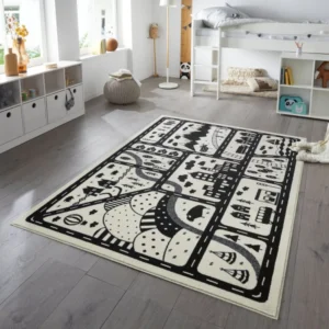 Covor Landscapes pentru camera copiilor crem-negru 160x220 cm