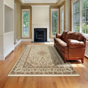 Covor Lansing cu design clasic oriental bej, 80x150 cm