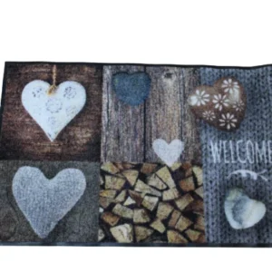 Covor lavabil Wash&dry Heart, ideal pentru spatii intens circulate, 50x75 cm