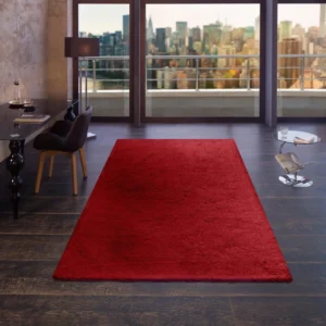 Covor Magong cu fire lungi, pufos rosu, 120x180 cm