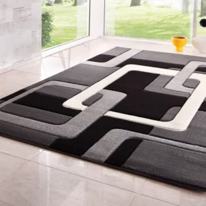 Covor Maxim cu model geometric, 3D gri alb negru 240x320 cm