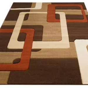 Covor Maxim cu model geometric, 3D, maro 70x140 cm
