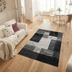 Covor Melvin negru cu model geometric modern 160x230 cm
