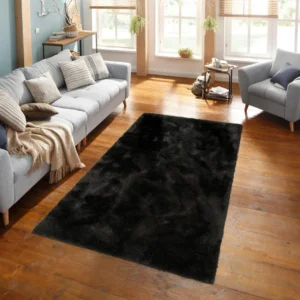 Covor „Mikro Soft Super” moale si pufos, negru 120x180 cm