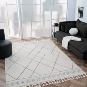 Covor Moroccan Design moale si pufos crem deschis 190x240 cm