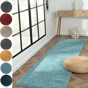 Covor MyShaggy foarte moale si pufos albastru 80x250 cm