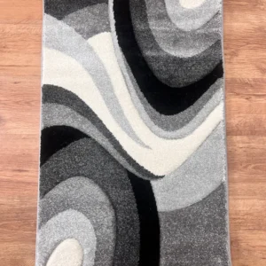Covor Neele cu model geometric 3D, gri elegant 60x90 cm