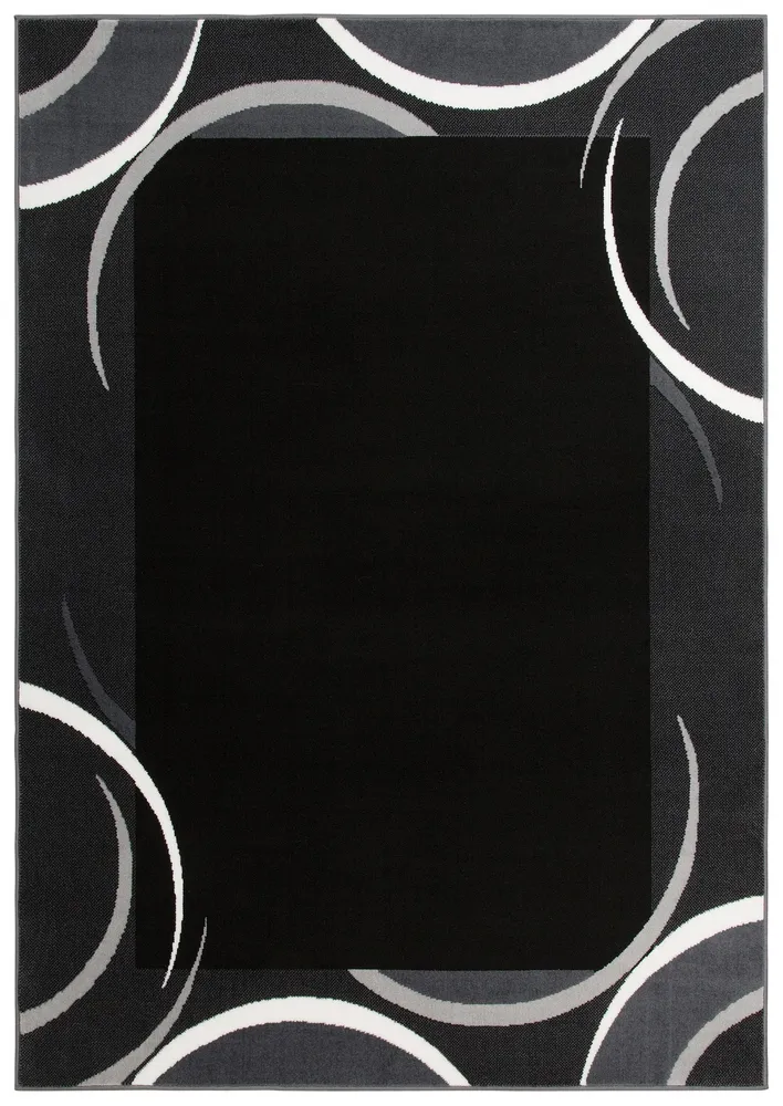 Covor Noah cu model geometric, fire scurte antracit 200x200 cm