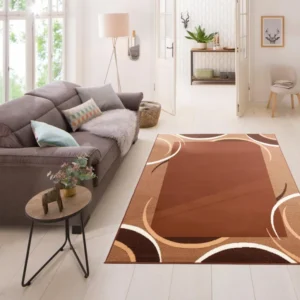 Covor Noah cu model geometric, fire scurte maro 160x230 cm