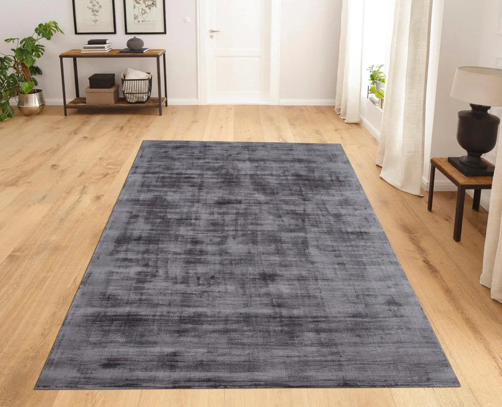 Covor Nuria din viscoză cu aspect de mătase, gri inchis, 160x230 cm