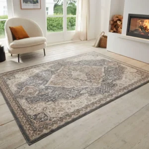 Covor Orken cu fire scurte maro, model oriental vintage 120x170 cm