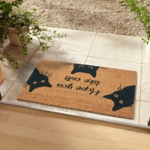 Covor preș de intrare din fibra de cocos Pisici 75x45 cm