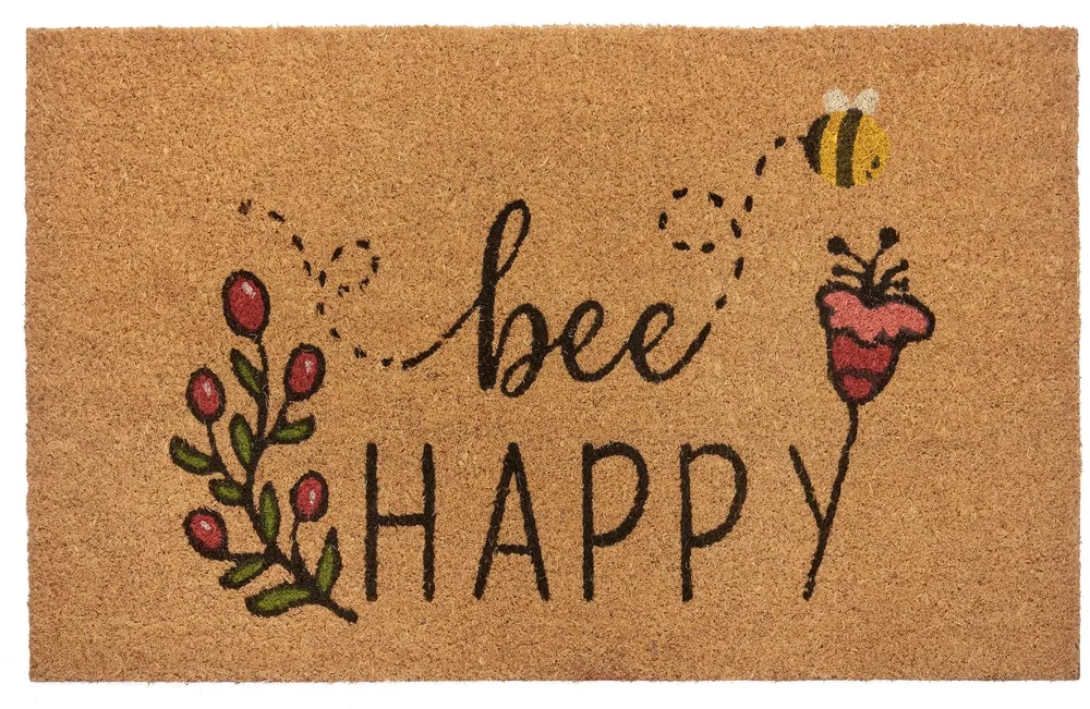 Covor preș de intrare din fibra de cocos Bee Happy 75x45 cm