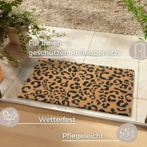 Covor preș de intrare din fibra de cocos Leopard 75x45 cm