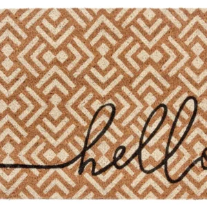 Covor preș de intrare din fibra de cocos Hello 75x45 cm
