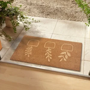 Covor preș de intrare din fibra de cocos Flowerpot 75x45 cm