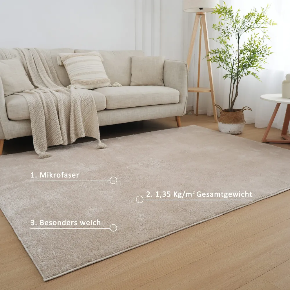 Covor pufos Cali crem din microfibra 180x280 cm