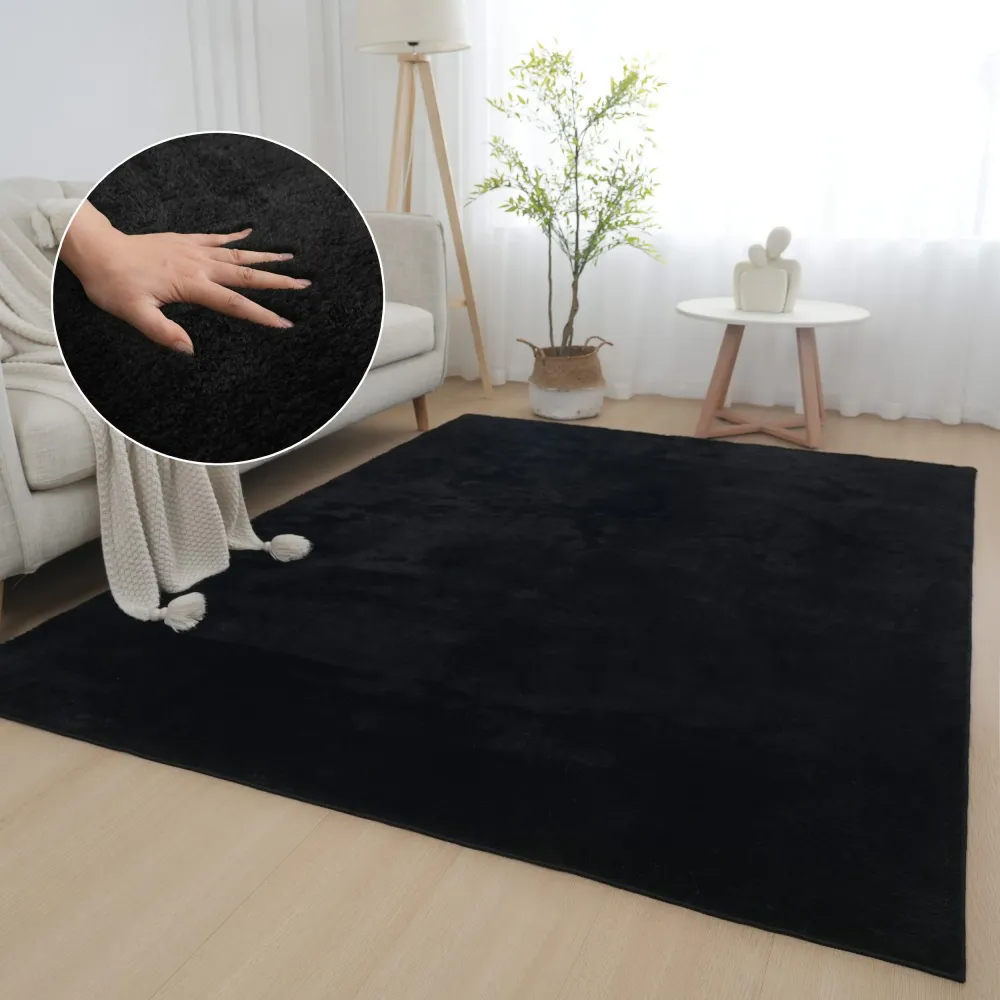 Covor pufos Cali negru din microfibra 180x280 cm