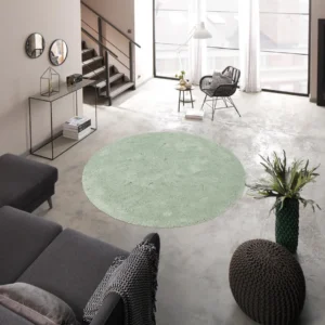 Covor pufos Desner, verde potrivit pentru încălzire prin pardoseală 140 cm