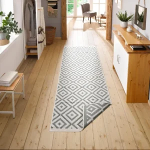 Covor Ronda reversibil, potrivit si pentru exterior, gri 80x250 cm