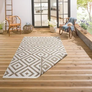 Covor Ronda reversibil potrivit si pentru exterior, bej 80x150 cm
