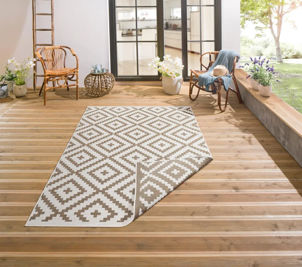 Covor Ronda reversibil potrivit si pentru exterior, bej 80x150 cm