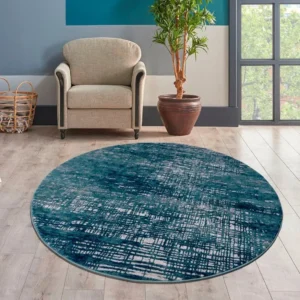 Covor rotund »Ariano« cu model vintage 3D, aspect modern, albastru 190 cm